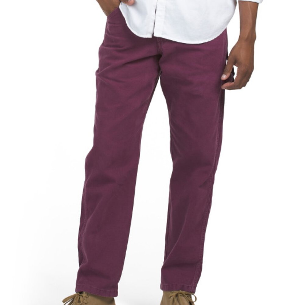 DICKIES Duck Carpenter Pants 34X32 Mens Burgundy